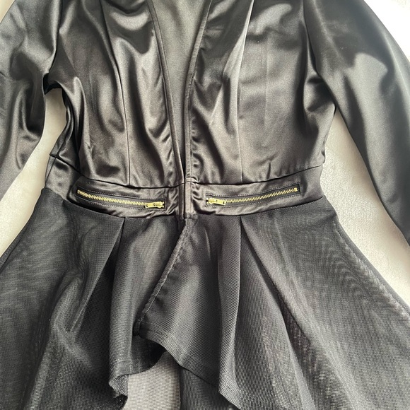 Black high-low Satin Mesh Fashion Top - Picture 5 of 15